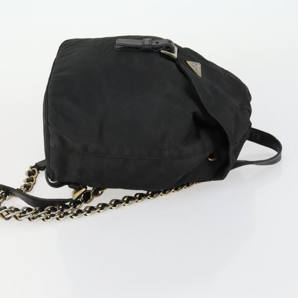 PRADA Backpack Nylon Black Gold Auth ka1273 main image 14